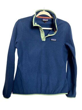 Patagonia Micro D Snap T Size Small Worn Wear Fleece Pullover Stone Blue EUC Wom